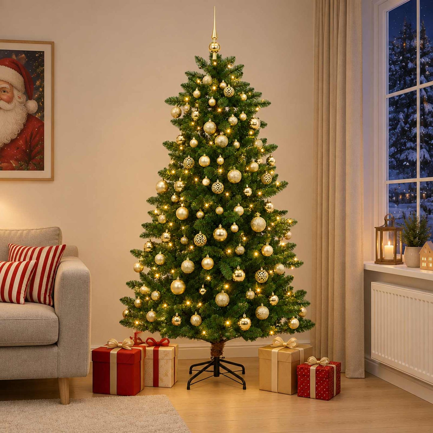 vidaXL Artificial Christmas Tree with Bauble 240 εκ. 300 LED