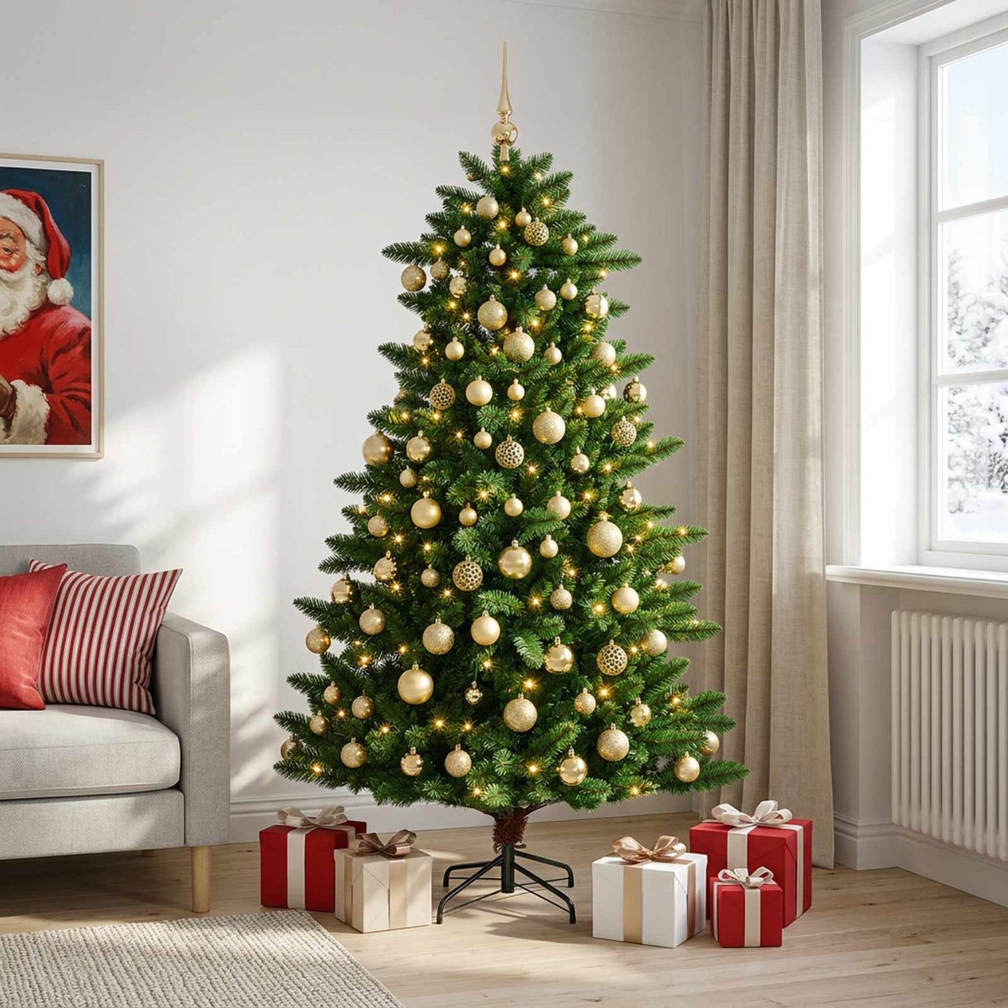 vidaXL Artificial Christmas Tree with Bauble 240 εκ. 300 LED
