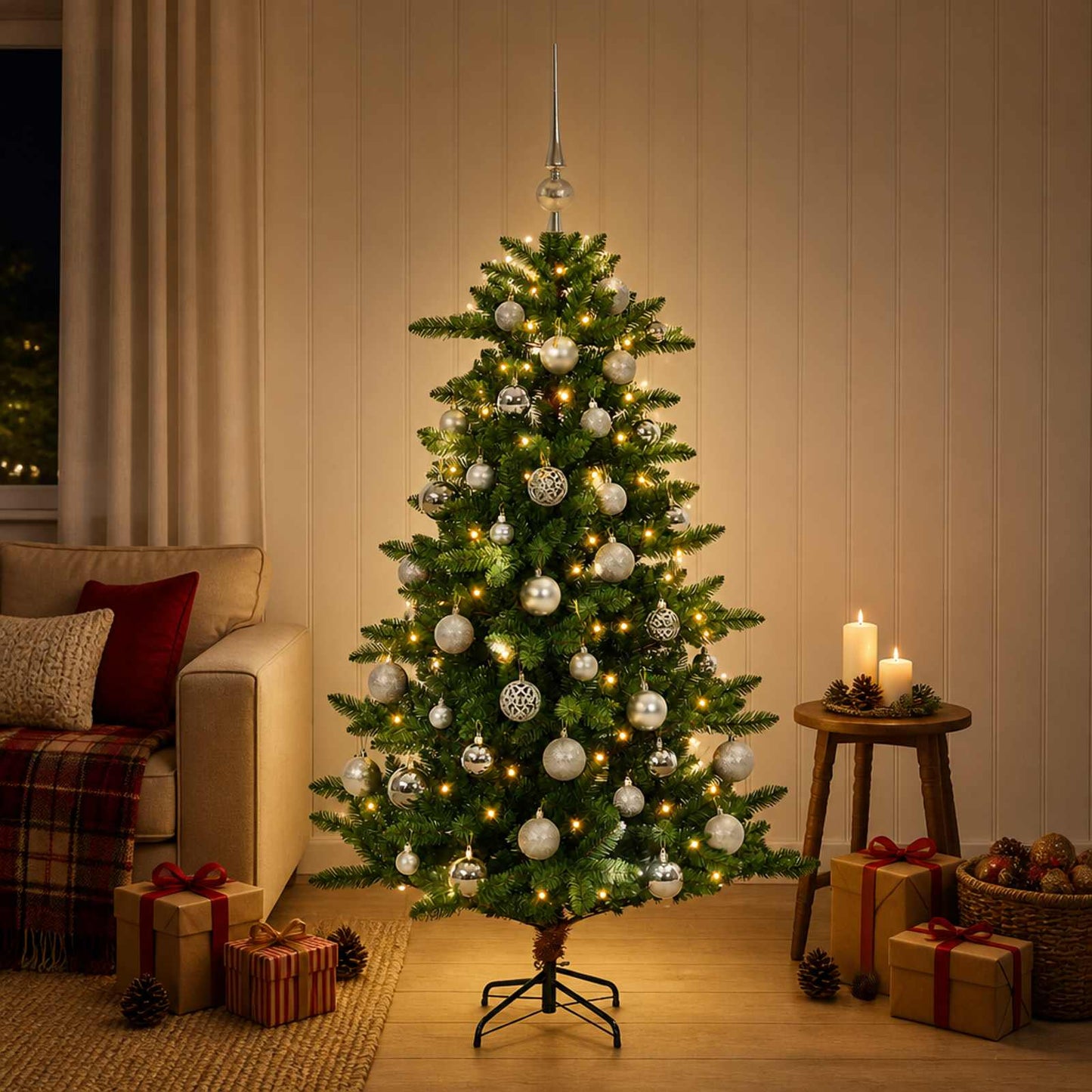 vidaXL Artificial Christmas Tree with Bauble 150 εκ. 150 LED