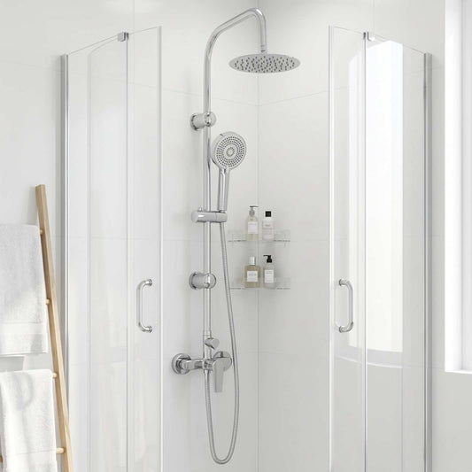 vidaXL Σύστημα Ντους Μαύρο Ανοξείδωτο Ατσάλι 21 x 48 x 112 cm