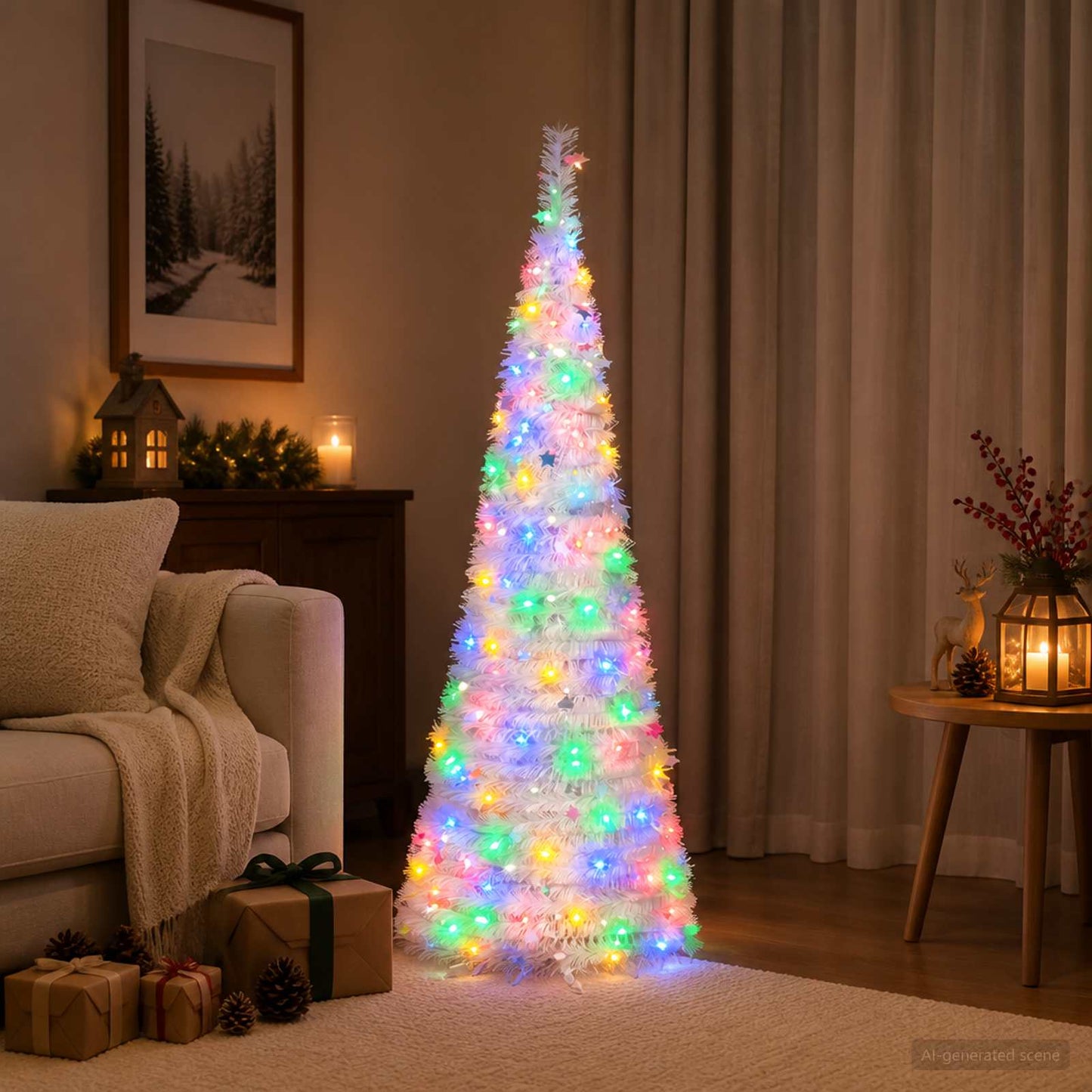 vidaXL Πτυσσόμενο χριστουγεννιάτικο δέντρο LED 150 εκ. 100 LED