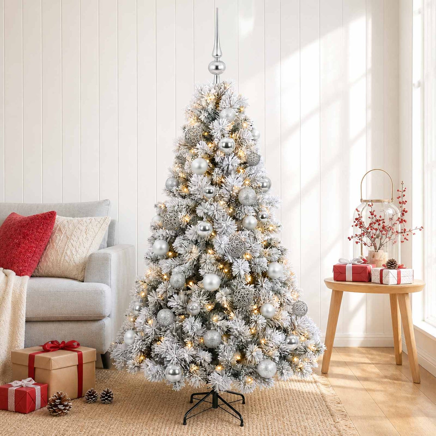 vidaXL Τεχνητό χριστουγεννιάτικο δέντρο με μπάλα 120 εκ. 150 LED