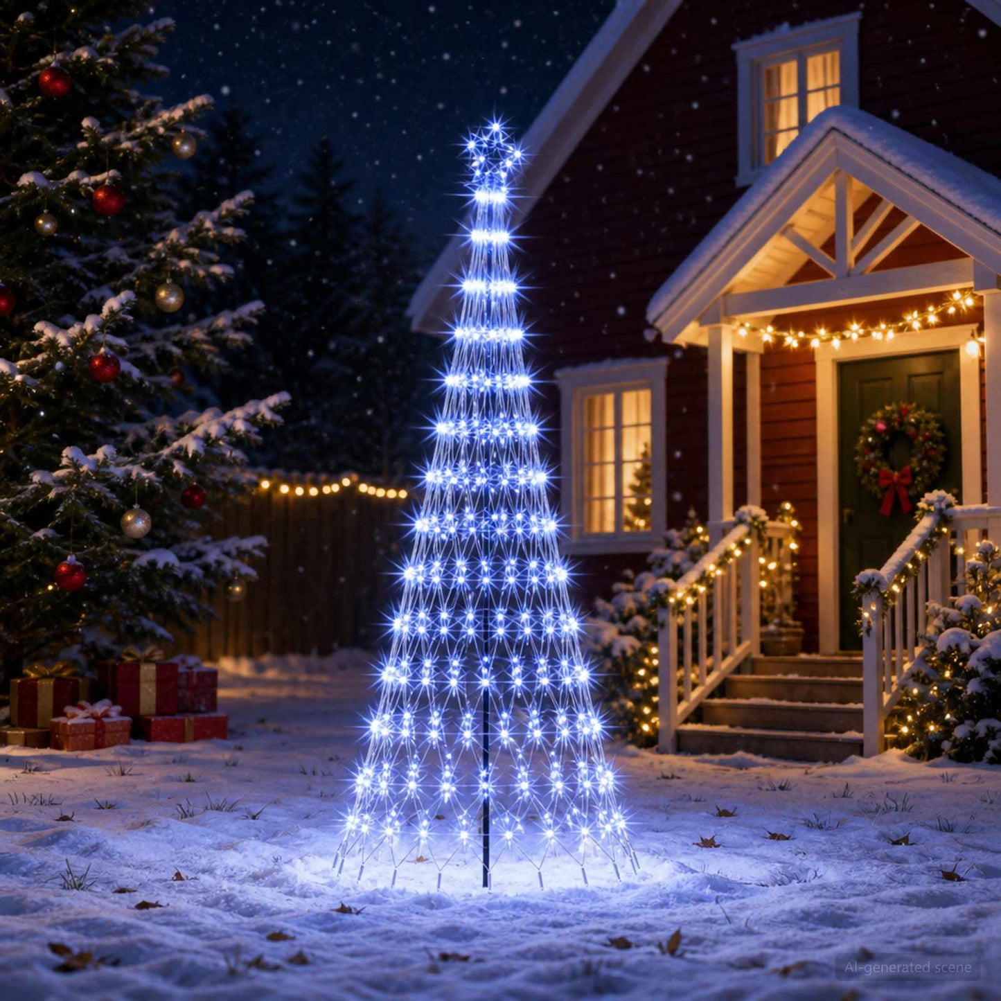 vidaXL LED Χριστουγεννιάτικο Δέντρο 250 εκ. 290 LED Μπλε Σίδερο Μαύρο