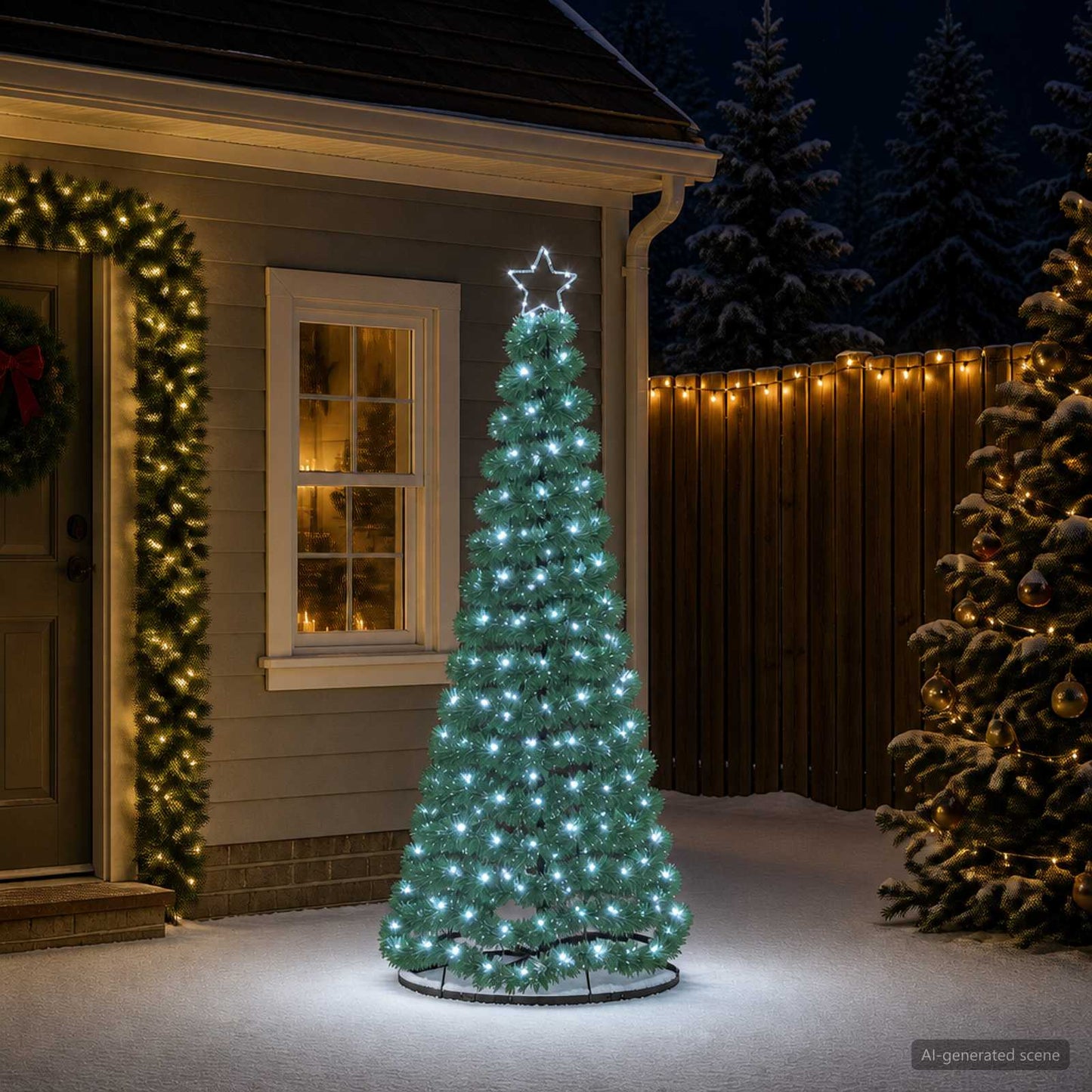 vidaXL Χριστουγεννιάτικο δέντρο με tinsel, LED και βάση EKENAS 180 εκ.