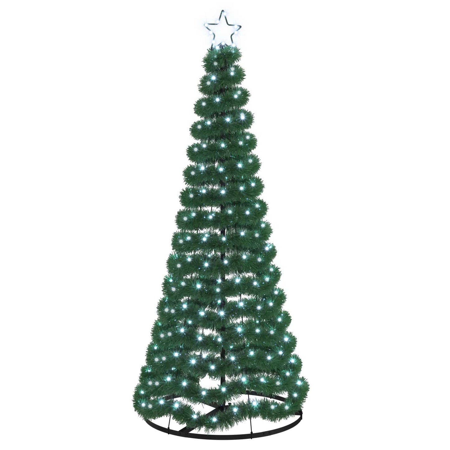 vidaXL Χριστουγεννιάτικο δέντρο με tinsel, LED και βάση EKENAS 180 εκ.