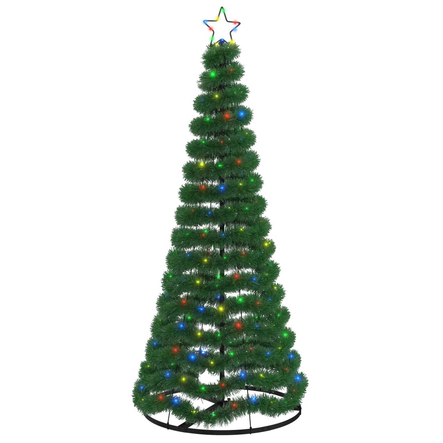vidaXL Χριστουγεννιάτικο δέντρο με tinsel, LED και βάση EKENAS 180 εκ.