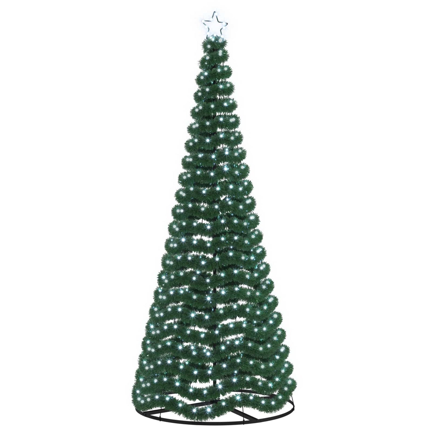 vidaXL Χριστουγεννιάτικο δέντρο με tinsel, LED και βάση EKENAS 250 εκ.