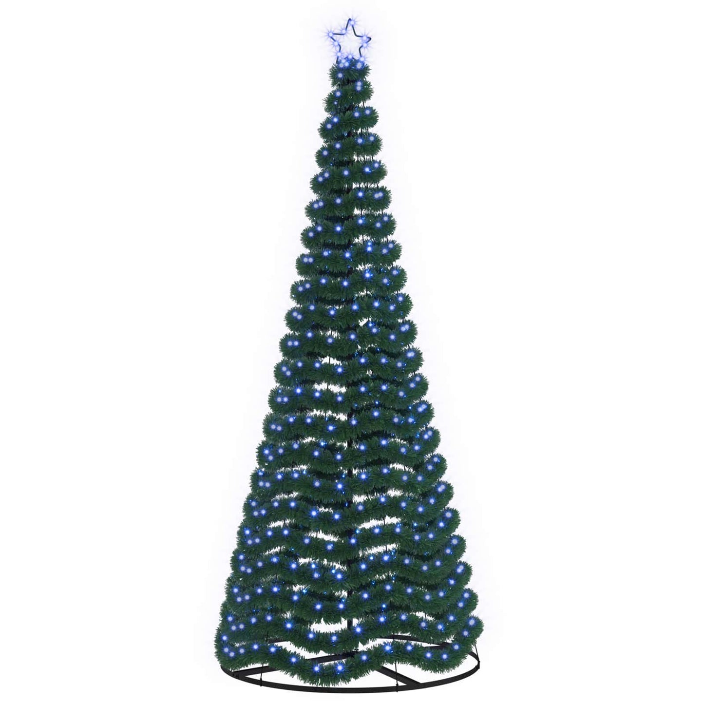vidaXL Χριστουγεννιάτικο δέντρο με tinsel, LED και βάση EKENAS 250 εκ.