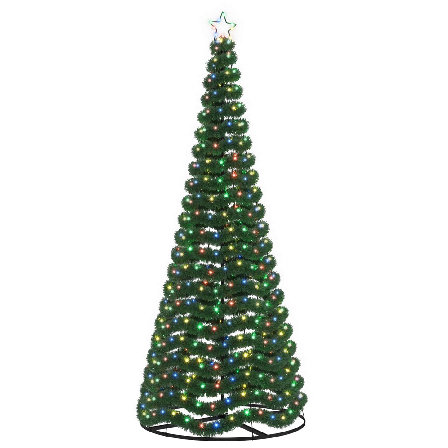 vidaXL Χριστουγεννιάτικο δέντρο με tinsel, LED και βάση EKENAS 250 εκ.