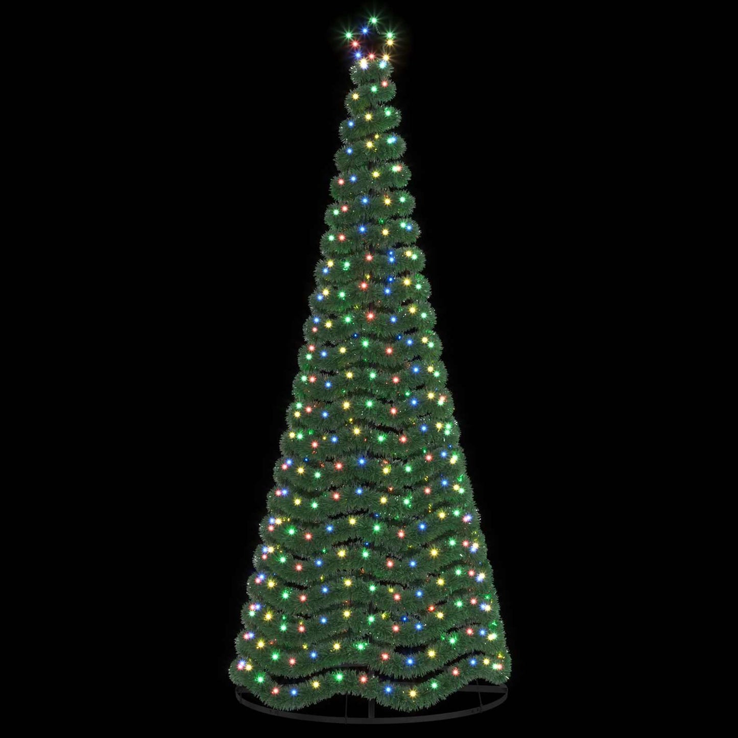 vidaXL Χριστουγεννιάτικο δέντρο με tinsel, LED και βάση EKENAS 250 εκ.