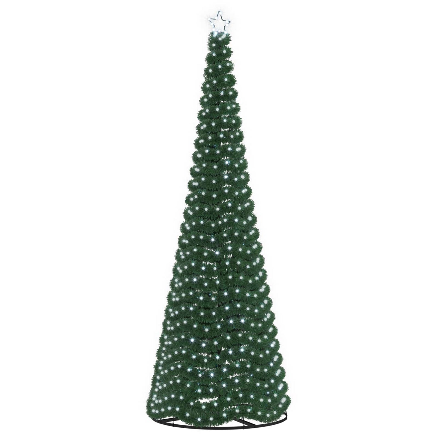 vidaXL Χριστουγεννιάτικο δέντρο με tinsel, LED και βάση EKENAS 300 εκ.
