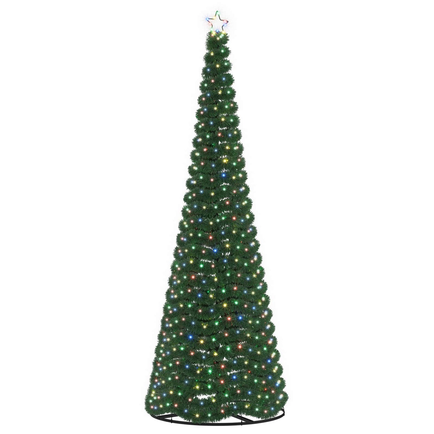 vidaXL Χριστουγεννιάτικο δέντρο με tinsel, LED και βάση EKENAS 300 εκ.