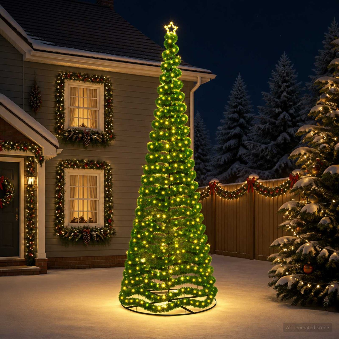 vidaXL Χριστουγεννιάτικο δέντρο με tinsel, LED και βάση EKENAS 400 εκ.