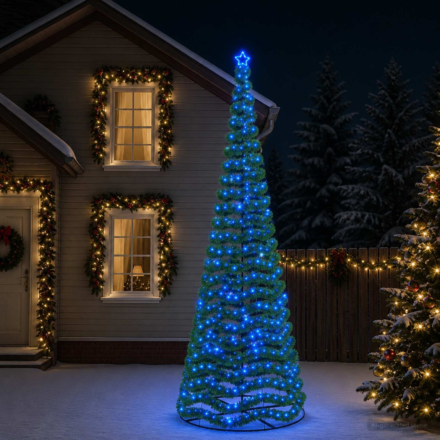 vidaXL Χριστουγεννιάτικο δέντρο με tinsel, LED και βάση EKENAS 400 εκ.