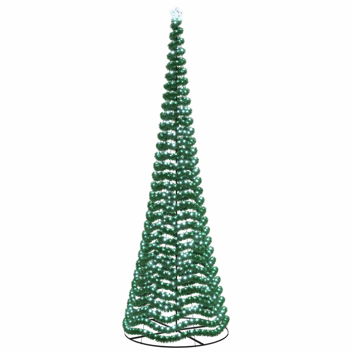 vidaXL Χριστουγεννιάτικο δέντρο με tinsel, LED και βάση EKENAS 500 εκ.