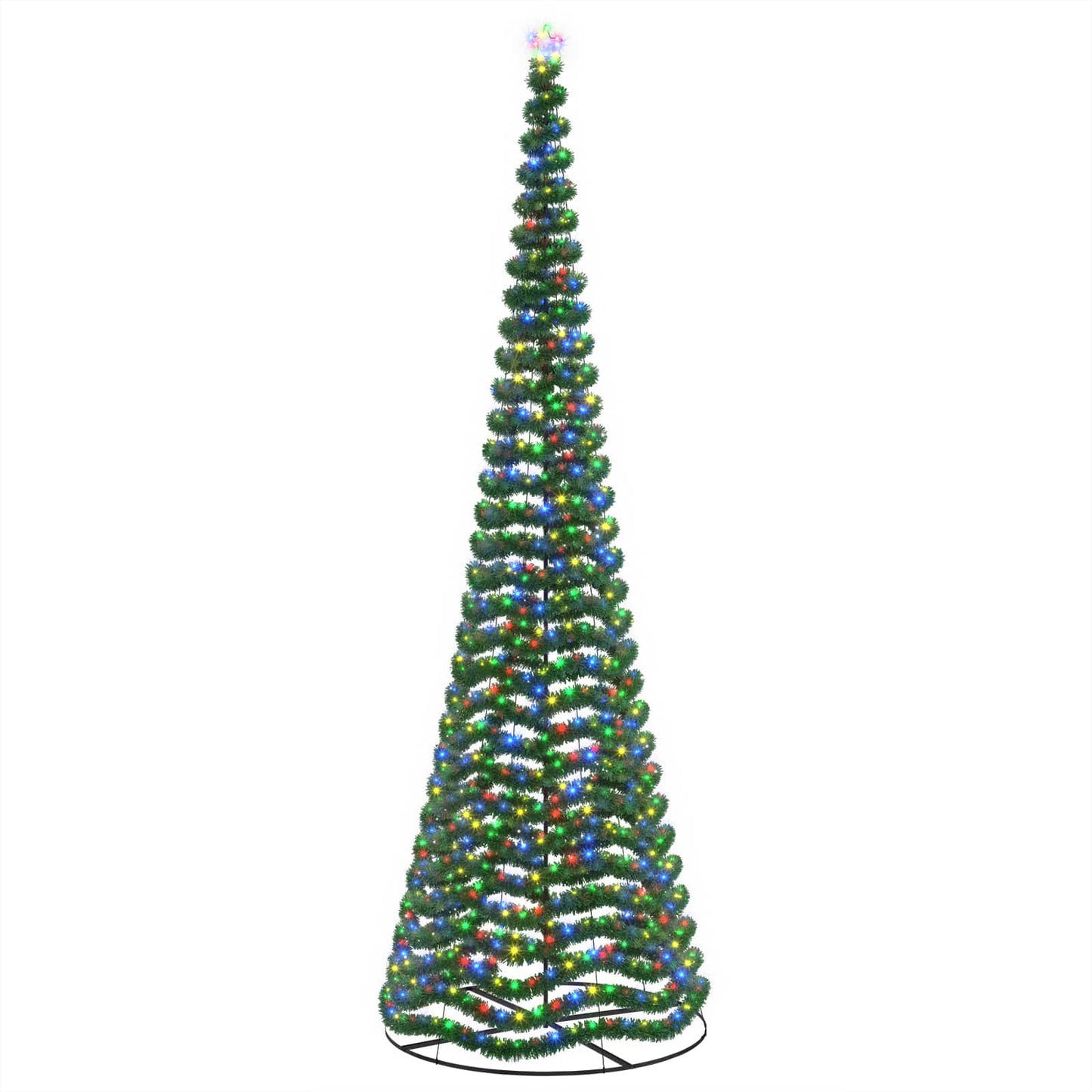 vidaXL Χριστουγεννιάτικο δέντρο με tinsel, LED και βάση EKENAS 500 εκ.