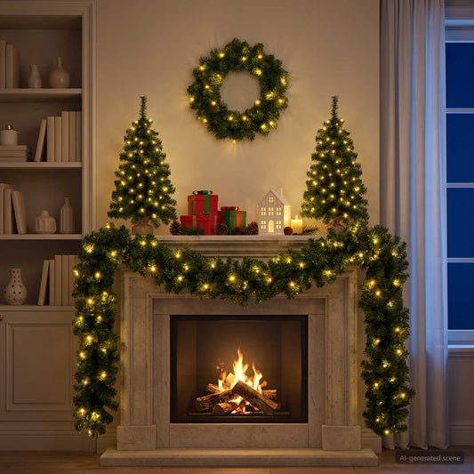 vidaXL Σετ μίνι χριστουγεννιάτικο δέντρο 60 εκ. 125 LED Θερμό λευκό