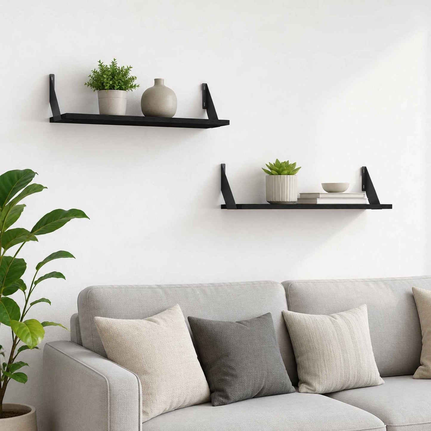vidaXL Ράφια Τοίχου 2 τμχ. Μαύρη Δρυς 60 x 20 x 17 cm