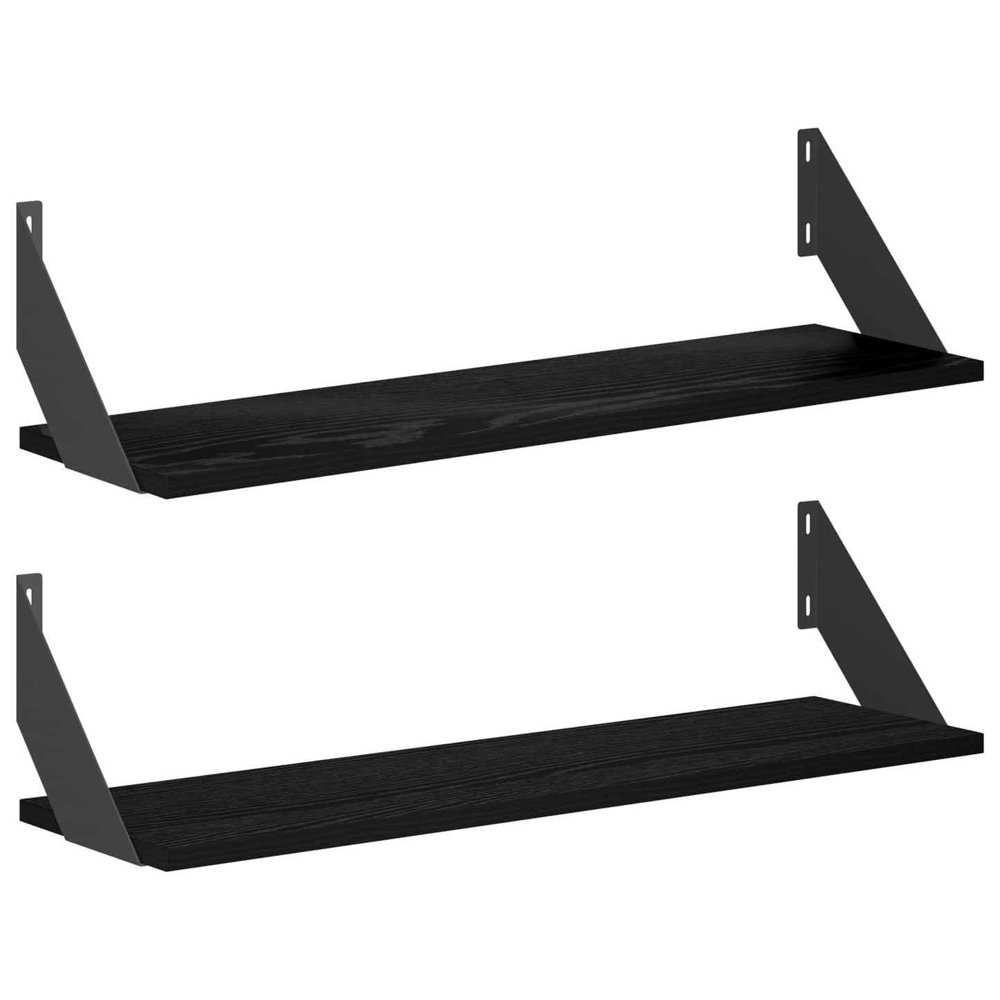 vidaXL Ράφια Τοίχου 2 τμχ. Μαύρη Δρυς 70 x 20 x 17 cm