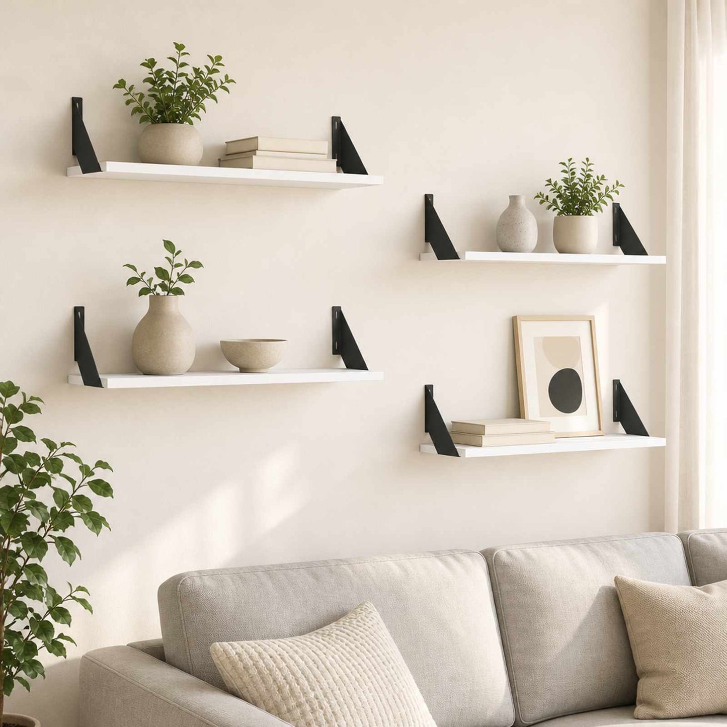 vidaXL Ράφια Τοίχου 4 τμχ. Λευκό 80 x 20 x 17 cm
