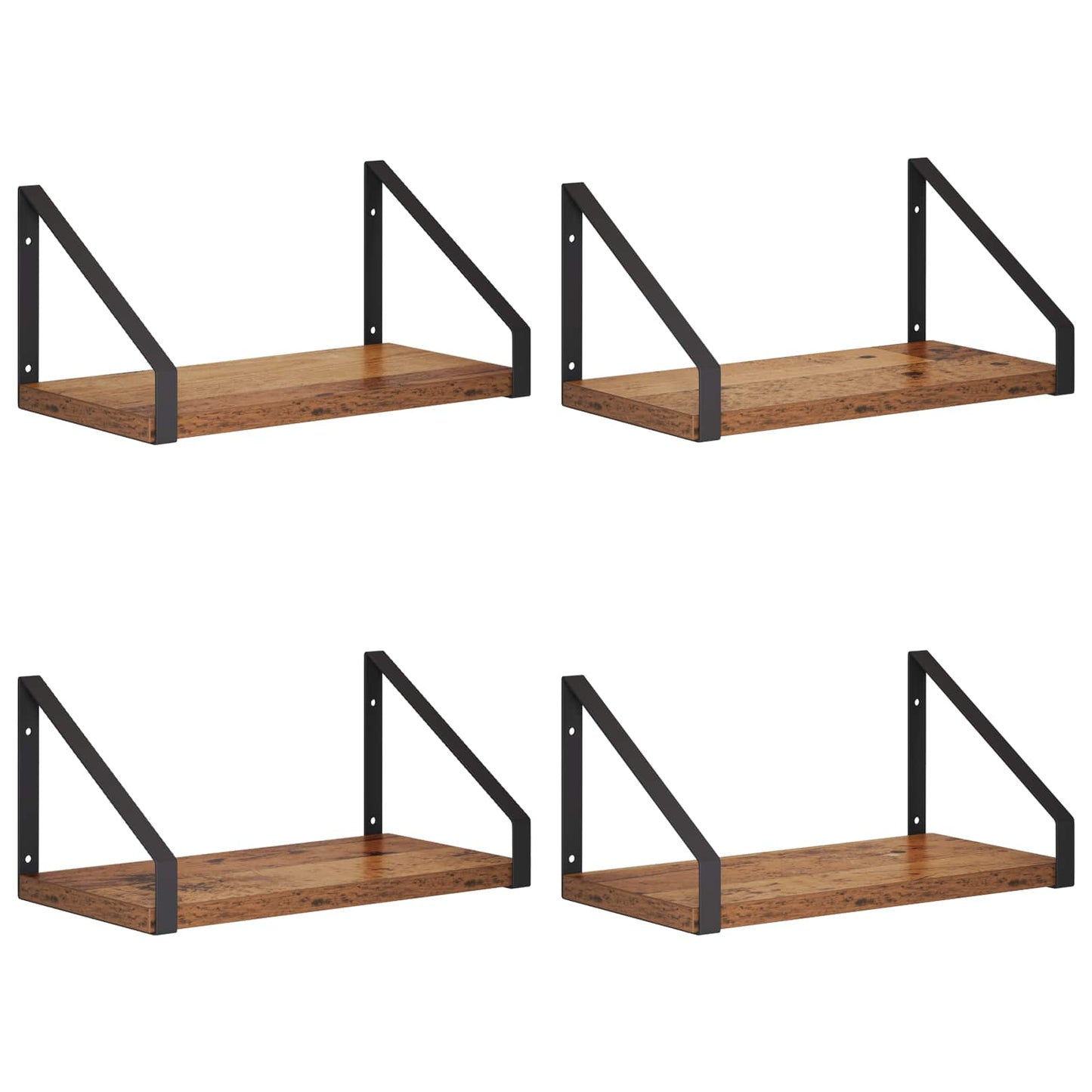 vidaXL Ράφια Τοίχου 4 τμχ. Παλαιωμένο ξύλο 30 x 16 x 15,5 cm