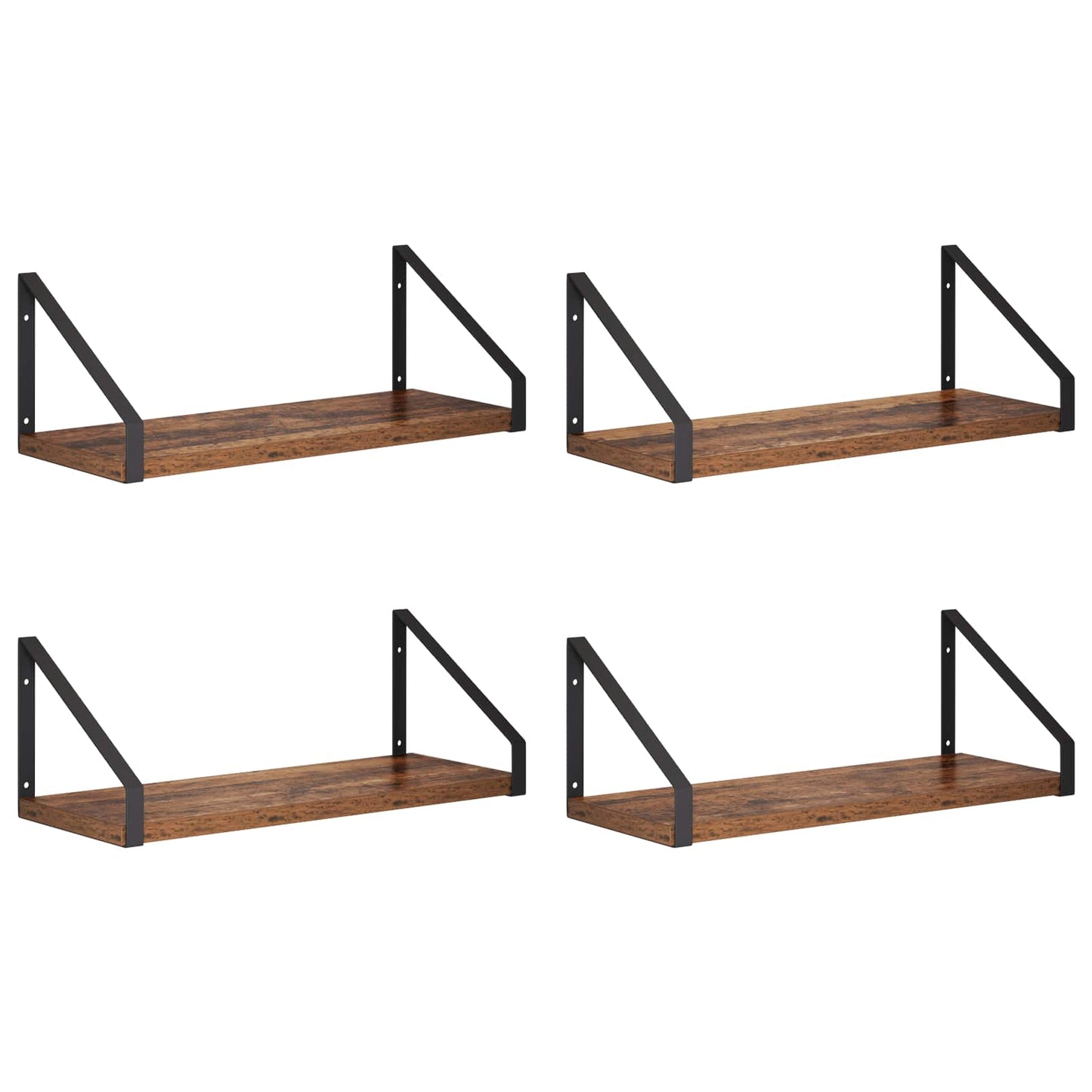 vidaXL Ράφια Τοίχου 4 τμχ. Παλαιωμένο ξύλο 40 x 16 x 15,5 cm