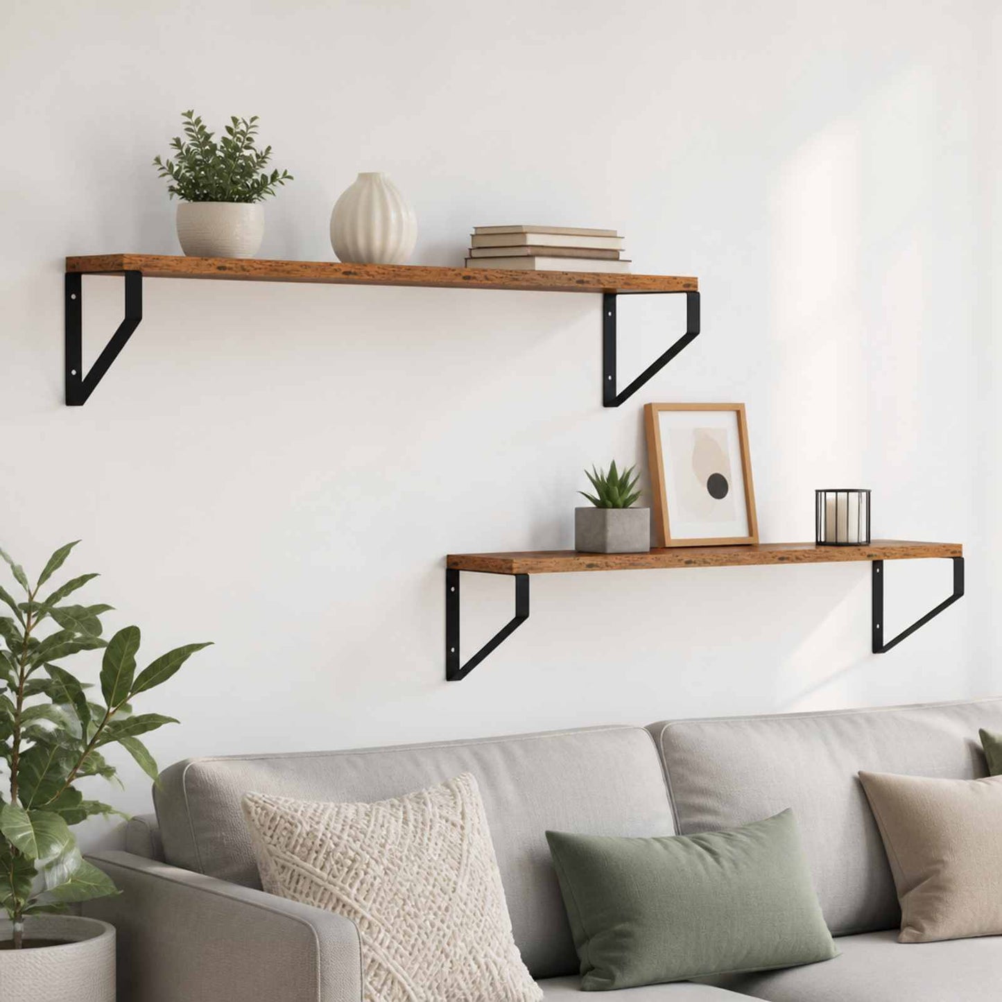 vidaXL Ράφια Τοίχου 2 τμχ. Παλαιωμένο ξύλο 60 x 16 x 15,5 cm