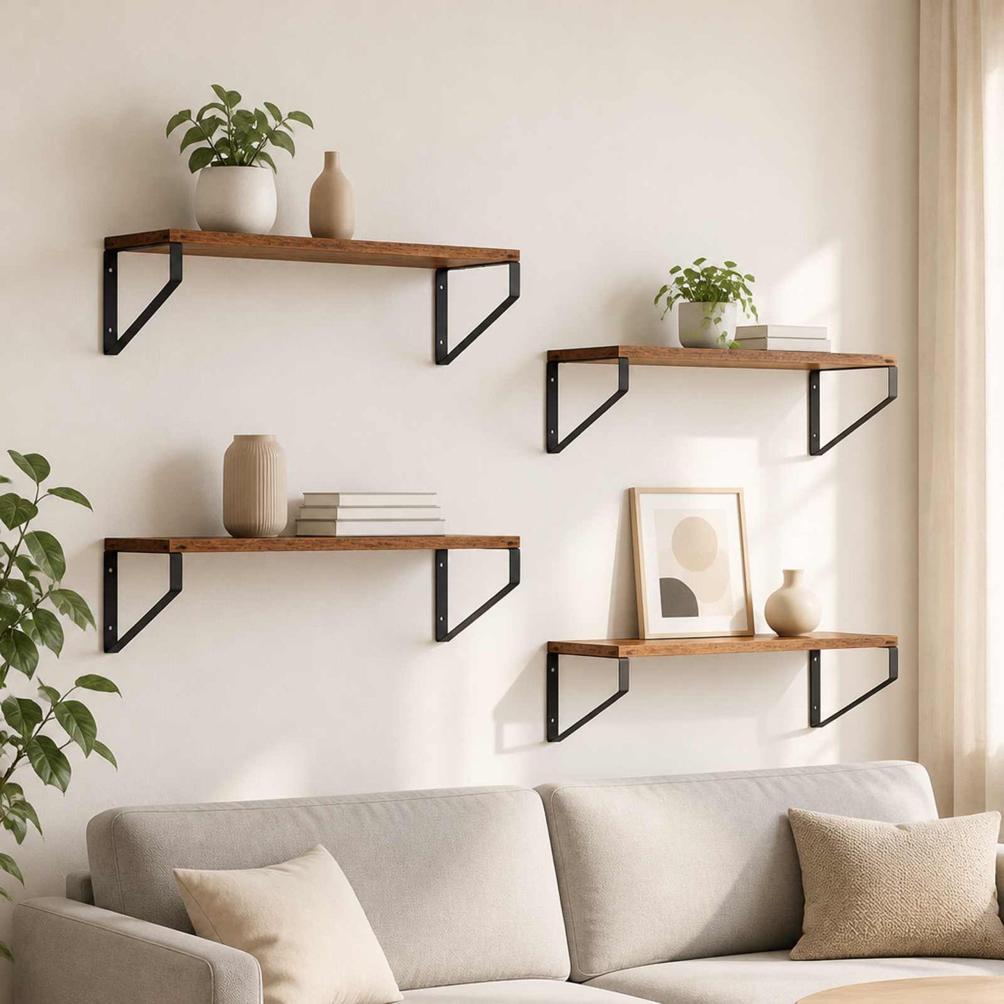 vidaXL Ράφια Τοίχου 4 τμχ. Παλαιωμένο ξύλο 60 x 16 x 15,5 cm