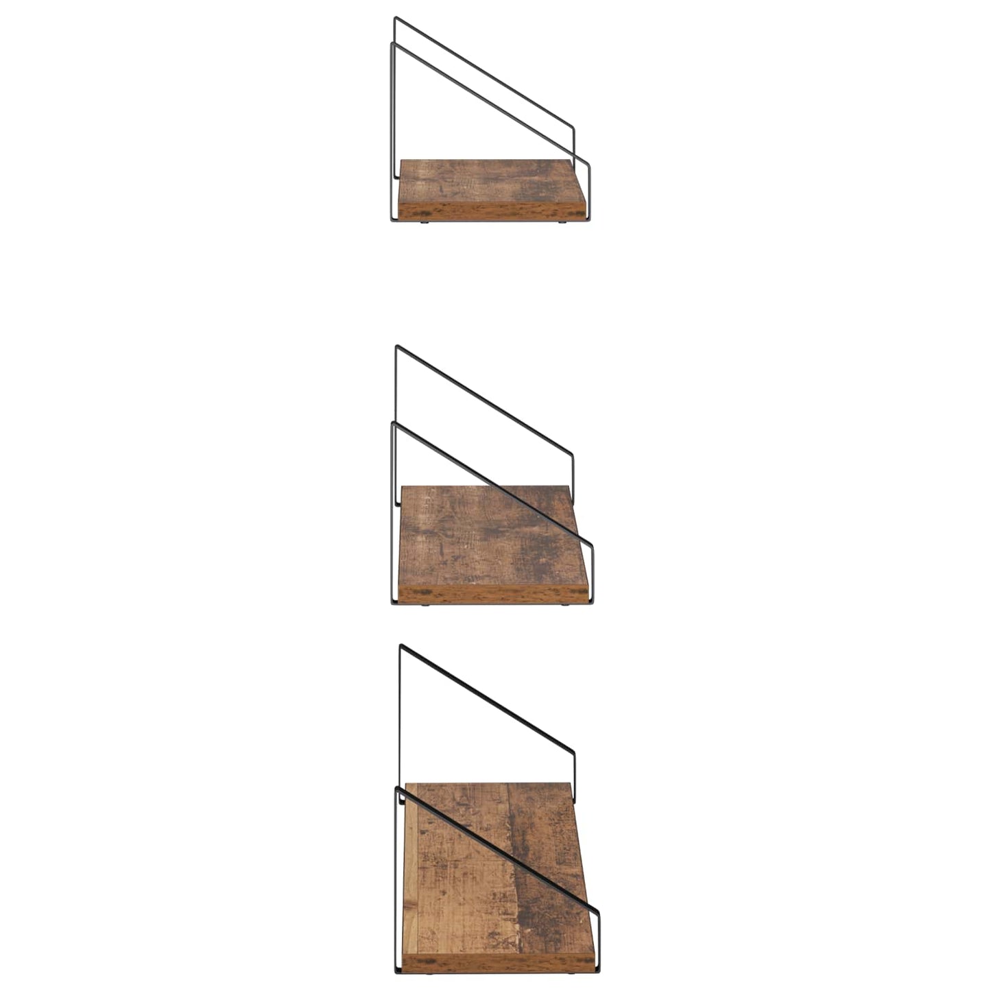 vidaXL Ράφια Τοίχου 3 τμχ. Παλαιωμένο ξύλο 60 x 16 x 15,5 cm
