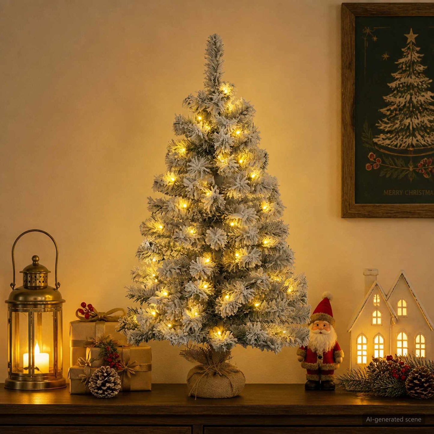 vidaXL Μίνι Χριστουγεννιάτικο Δέντρο 45 εκ. 25 LED Θερμό λευκό PVC