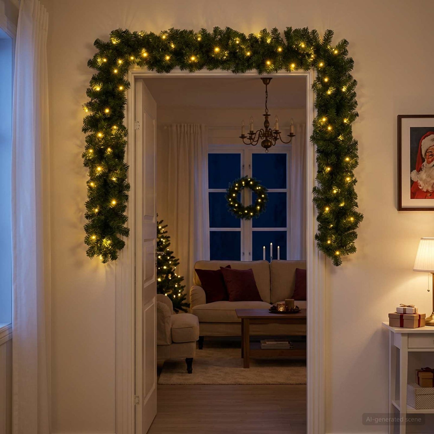 vidaXL Χριστουγεννιάτικη στεφάνη Πράσινο 270 cm PVC 50 LED