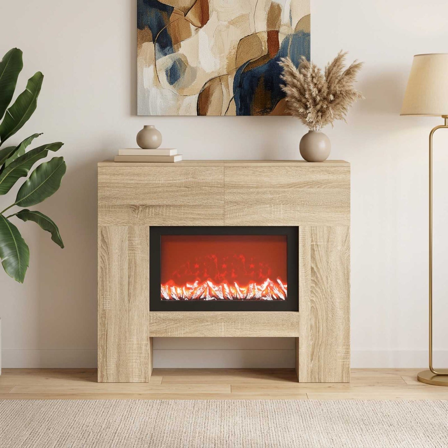 vidaXL Ηλεκτρικό τζάκι Sonoma 100 x 24,5 x 90 cm Επεξεργασμένο ξύλο