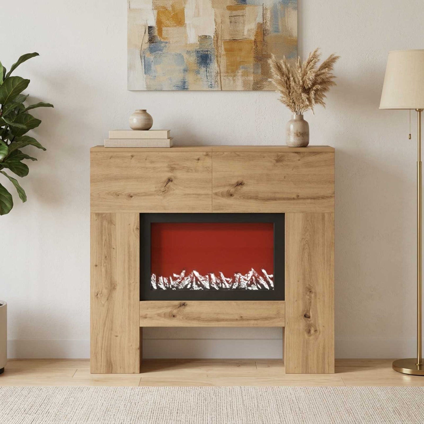 vidaXL Ηλεκτρικό τζάκι Artisan Δρυς 100 x 24,5 x 90 cm