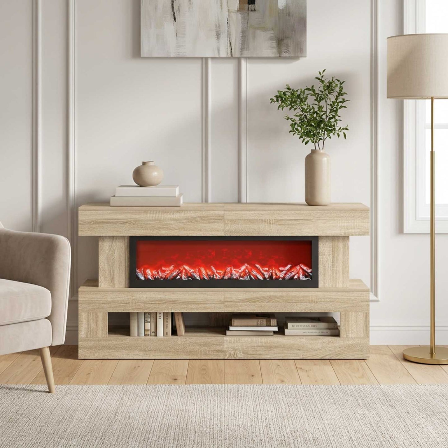 vidaXL Ηλεκτρικό τζάκι Sonoma 150 x 21 x 77 cm Επεξεργασμένο ξύλο
