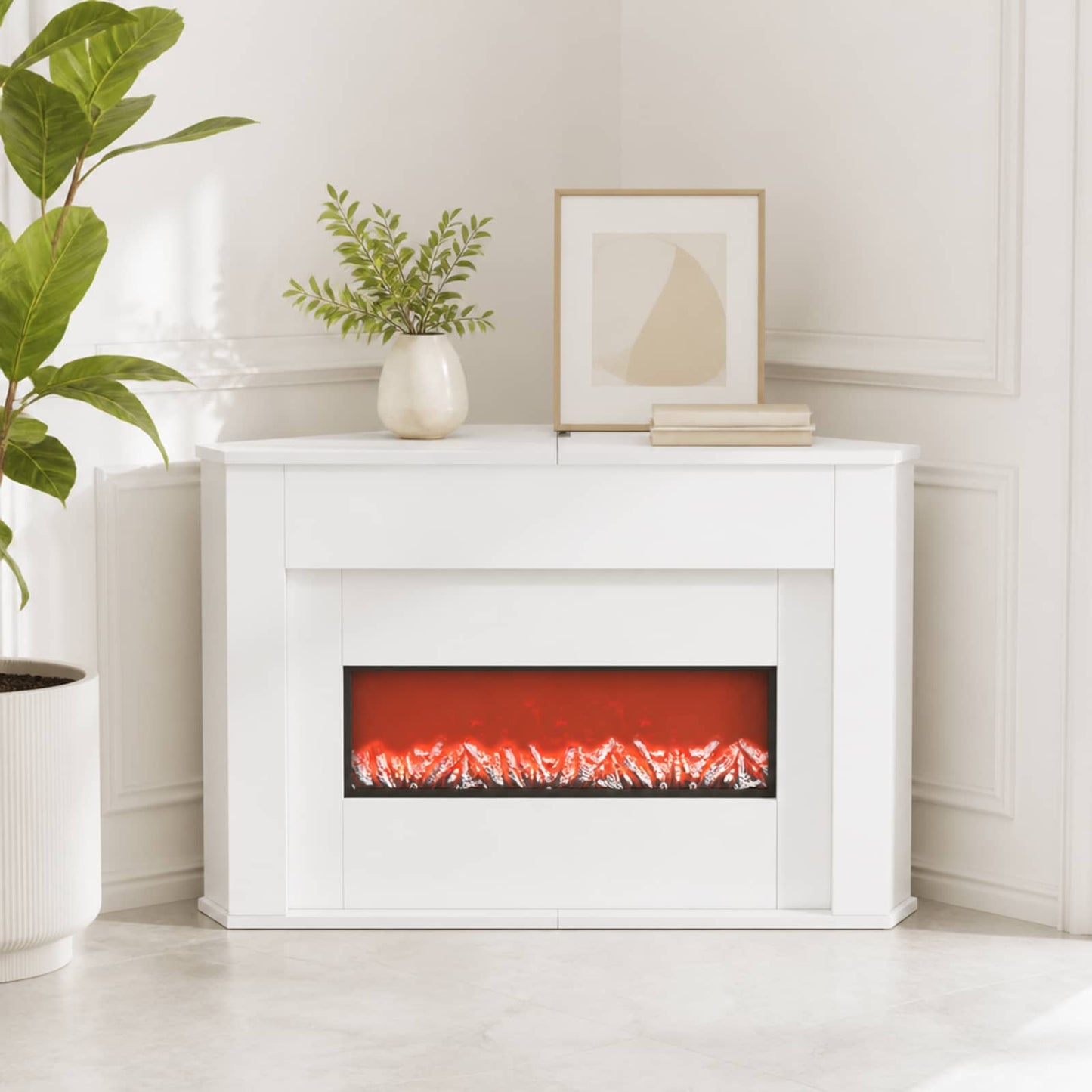 vidaXL Τζάκι με ταινία LED Λευκό 95 x 42,5 x 60 cm Επεξεργασμένο ξύλο