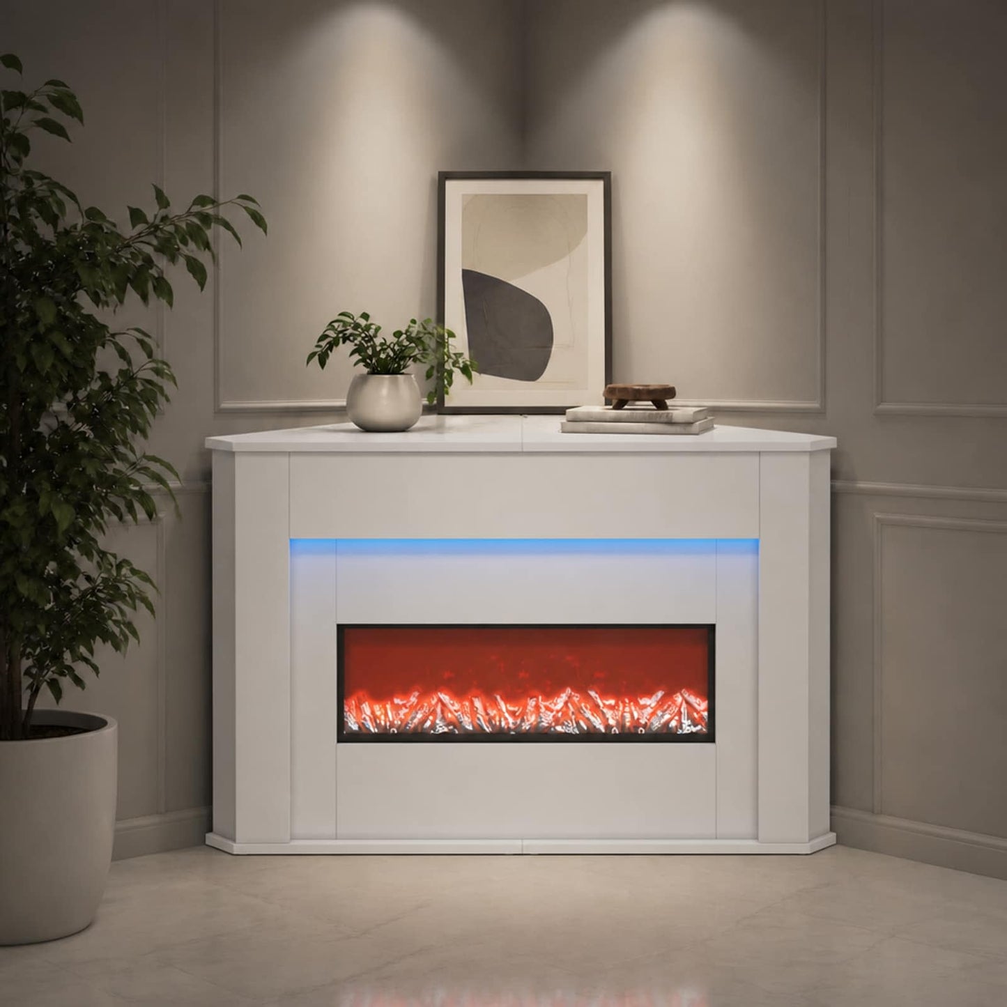 vidaXL Τζάκι με ταινία LED Λευκό 95 x 42,5 x 60 cm Επεξεργασμένο ξύλο
