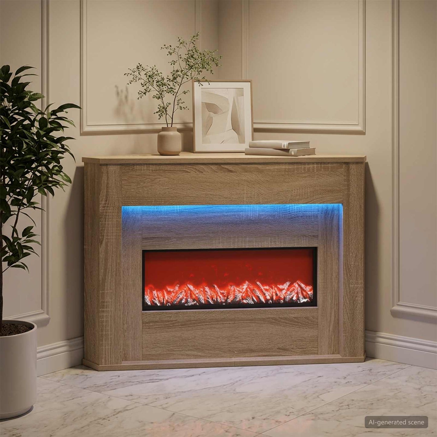 vidaXL Τζάκι με ταινία LED Sonoma 95 x 42,5 x 60 cm Επεξεργασμένο ξύλο
