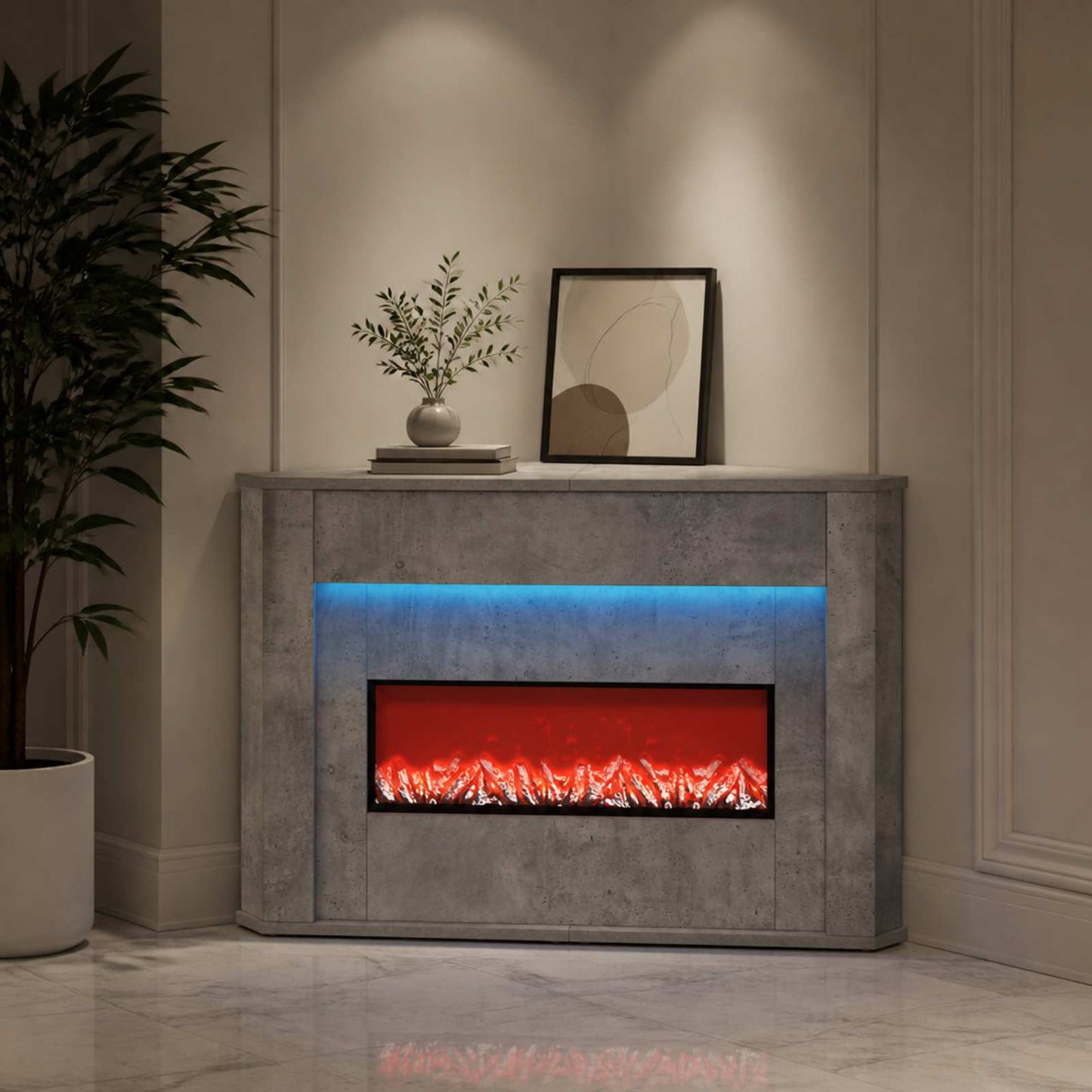 vidaXL Τζάκι με ταινία LED Σκυρόδεμα 95 x 42,5 x 60 cm