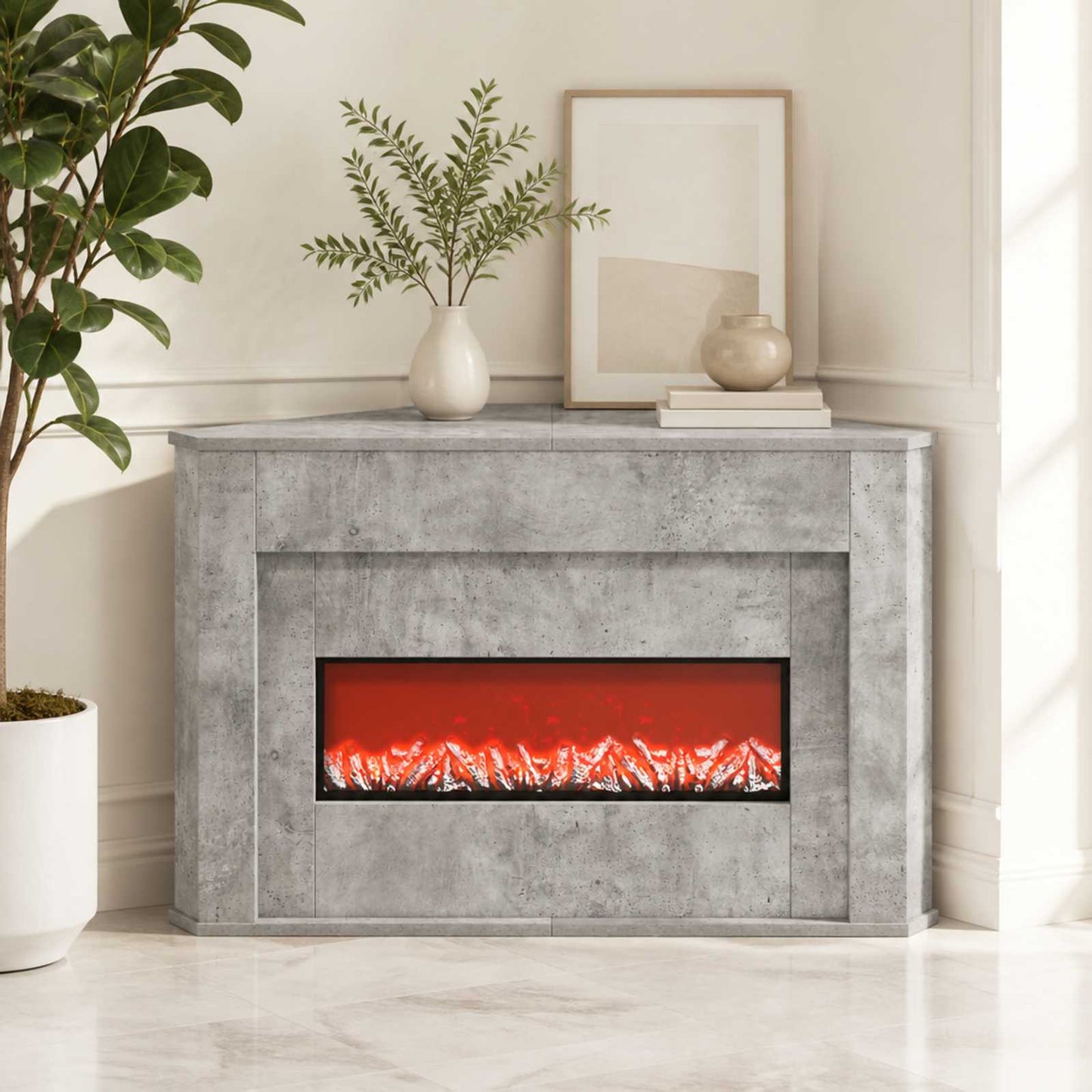 vidaXL Τζάκι με ταινία LED Σκυρόδεμα 95 x 42,5 x 60 cm