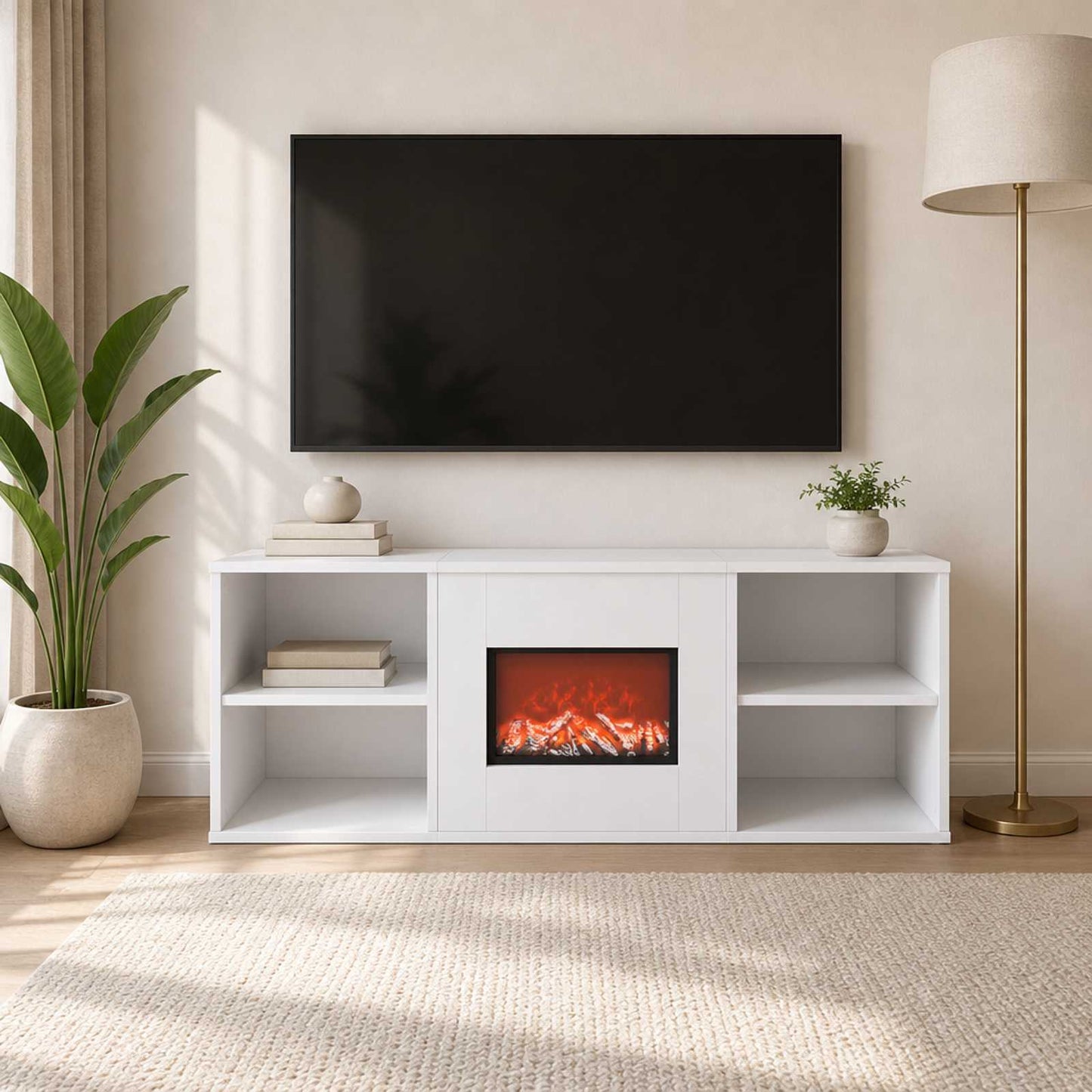 vidaXL Ηλεκτρικό τζάκι Λευκό 100 x 37 x 45,5 cm Επεξεργασμένο ξύλο