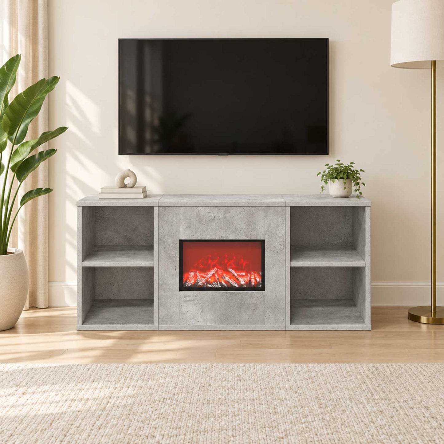 vidaXL Ηλεκτρικό τζάκι Σκυρόδεμα 100 x 37 x 45,5 cm Επεξεργασμένο ξύλο