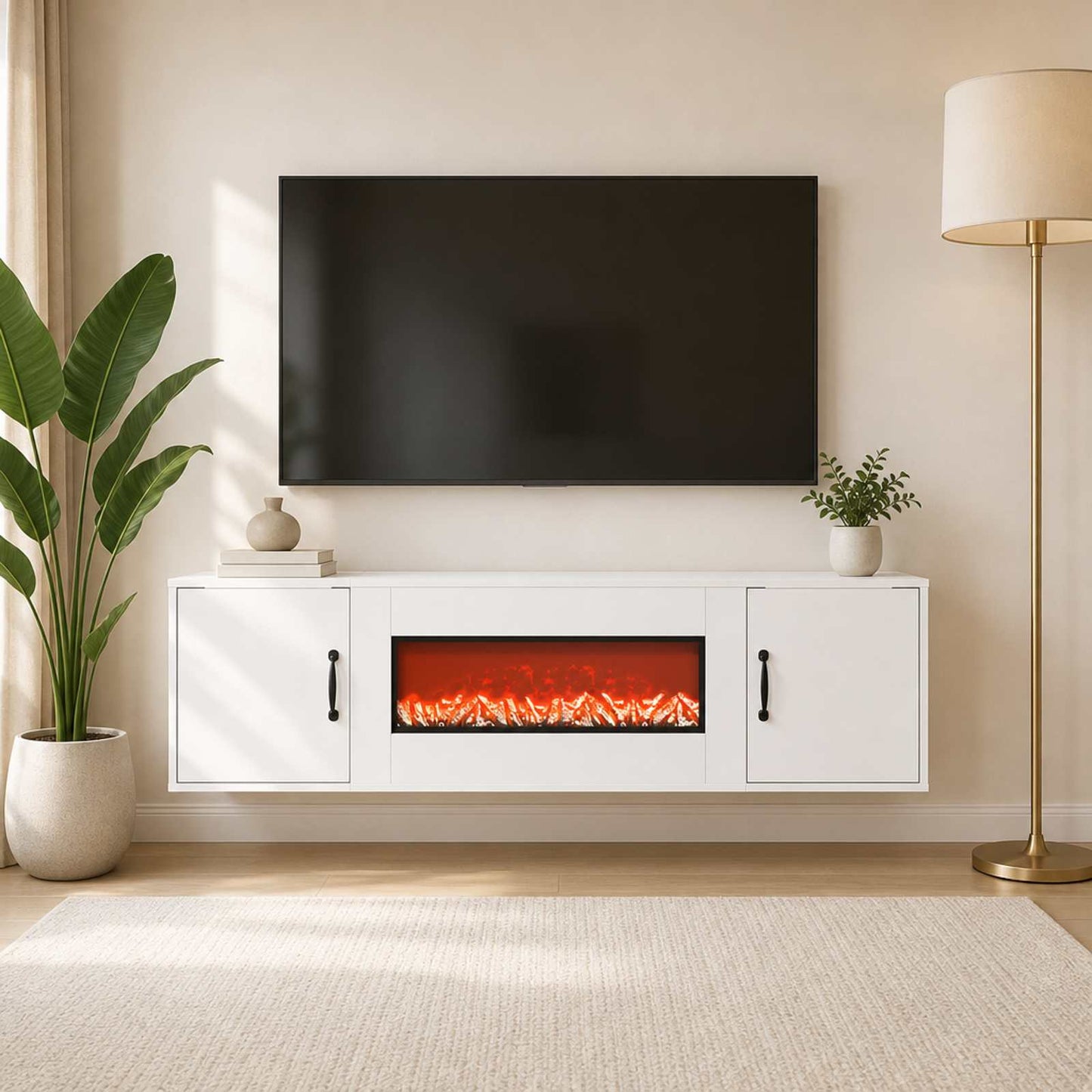 vidaXL Ηλεκτρικό τζάκι Λευκό 140,5 x 30 x 39 cm Επεξεργασμένο ξύλο
