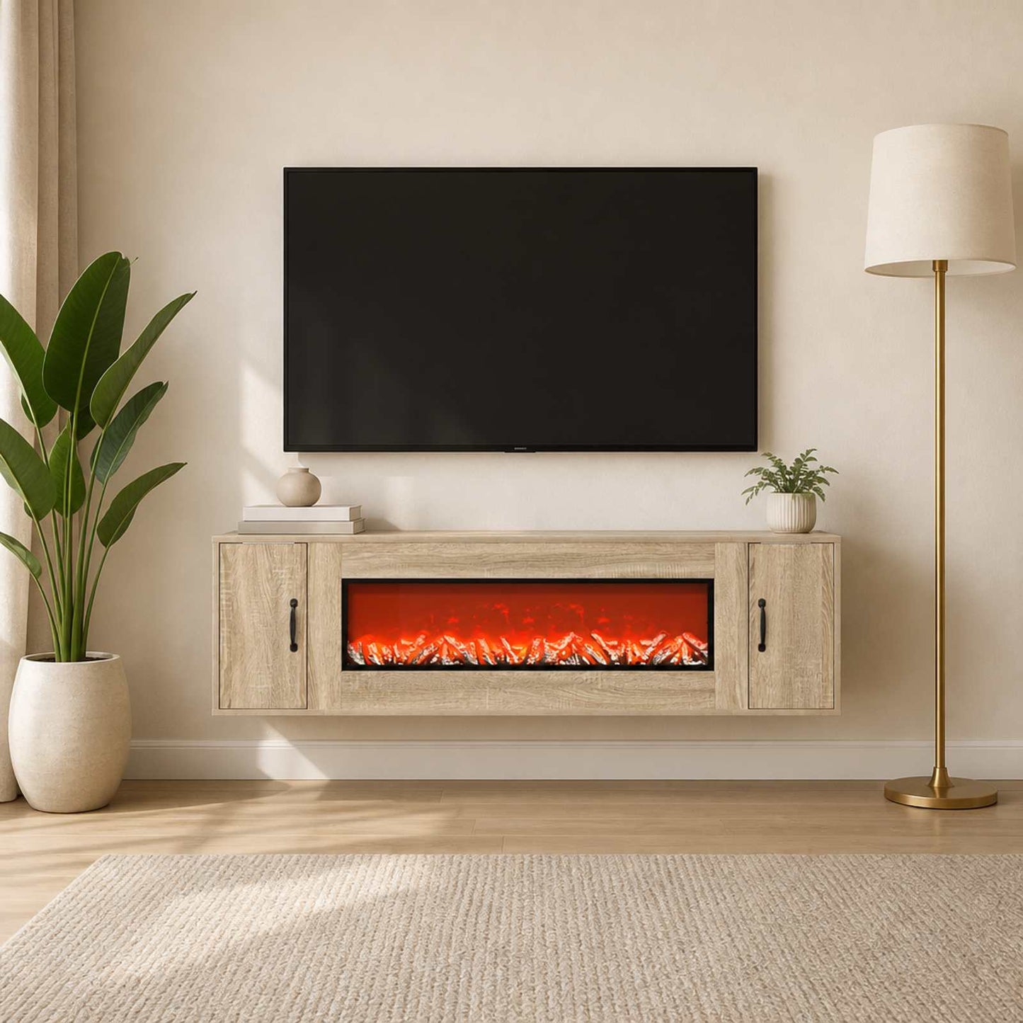 vidaXL Ηλεκτρικό τζάκι Sonoma 155 x 30 x 44 cm Επεξεργασμένο ξύλο