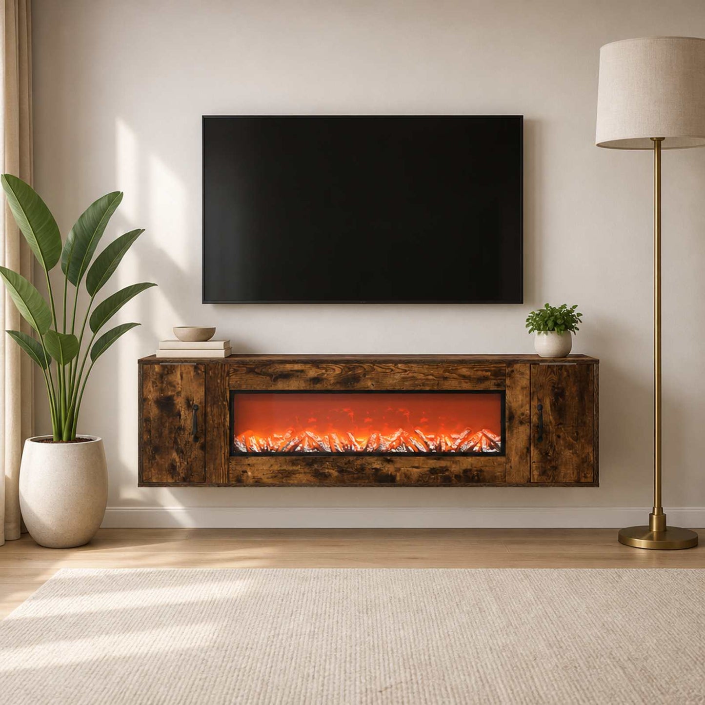 vidaXL Ηλεκτρικό τζάκι Καπνισμένο Ξύλο Δρυός 155 x 30 x 44 cm
