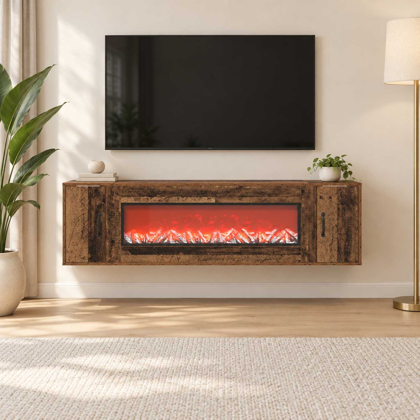 vidaXL Ηλεκτρικό τζάκι Παλαιωμένο ξύλο 155 x 30 x 44 cm