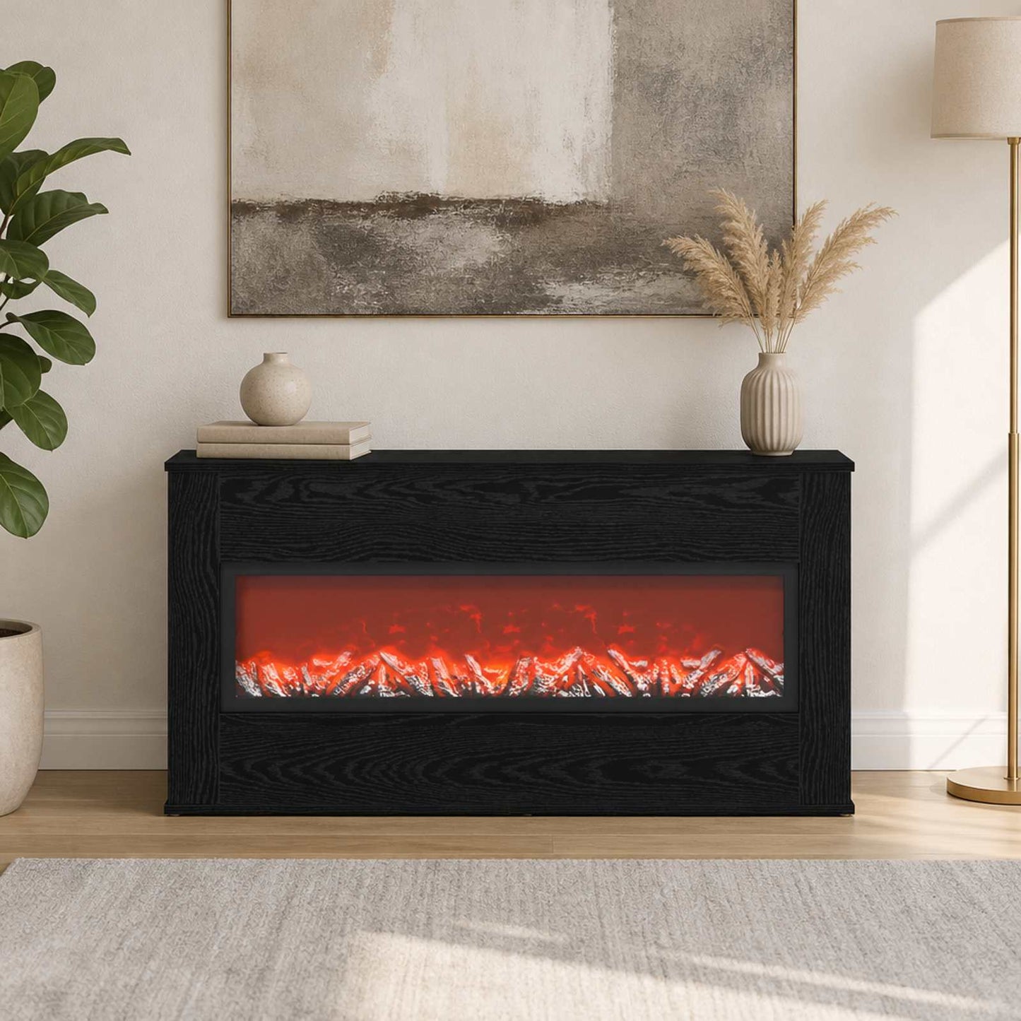 vidaXL Ηλεκτρικό τζάκι Μαύρη Δρυς 114 x 18 x 58,5 cm