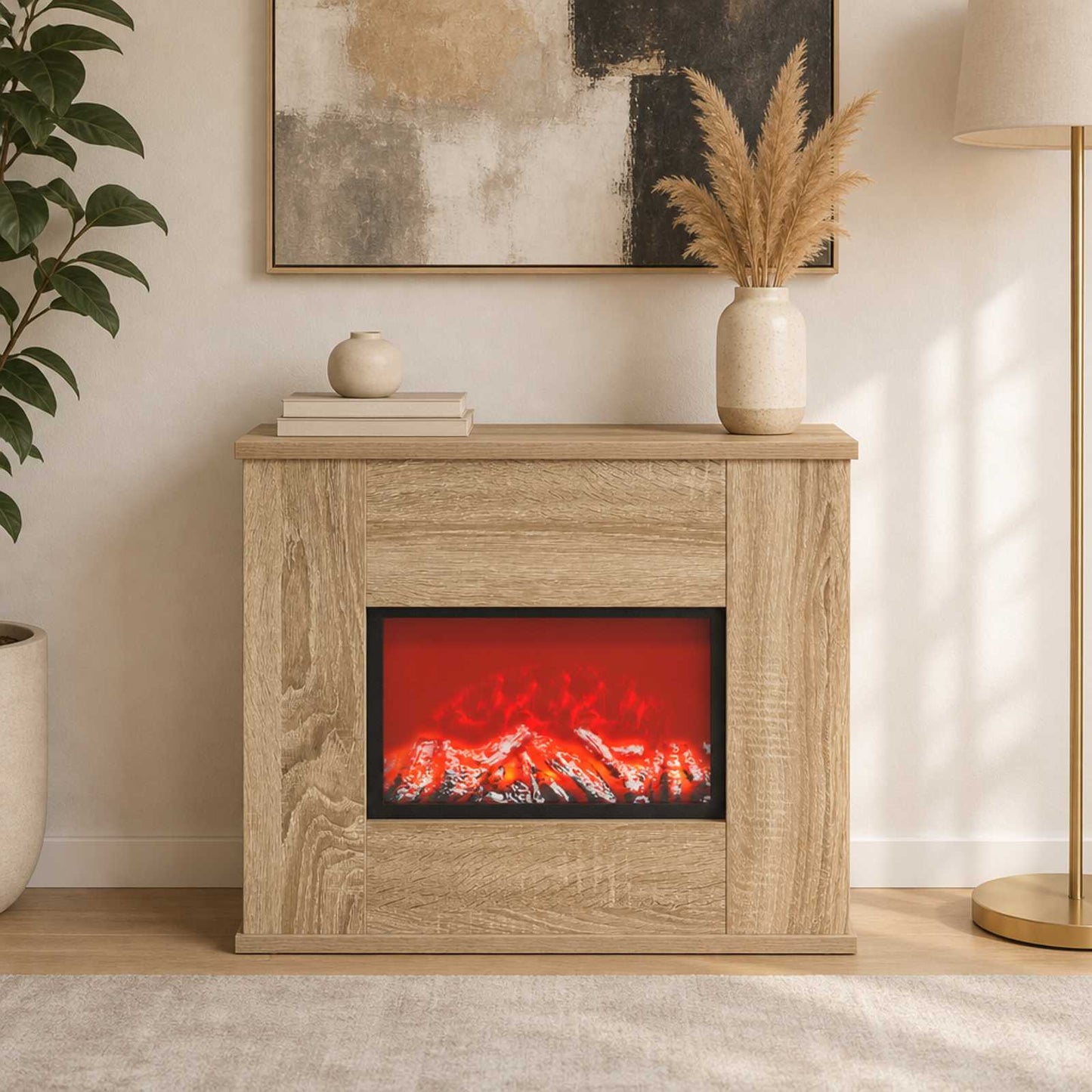 vidaXL Ηλεκτρικό τζάκι Sonoma 47 x 18 x 48 cm Επεξεργασμένο ξύλο