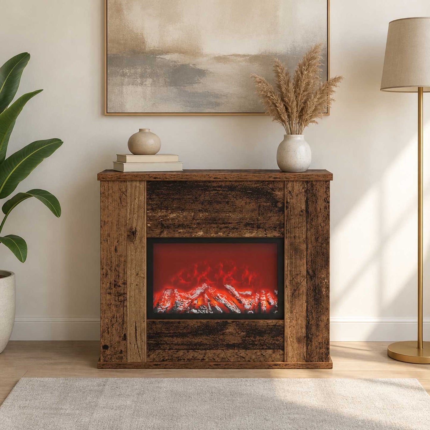 vidaXL Ηλεκτρικό τζάκι Παλαιωμένο ξύλο 47 x 18 x 48 cm