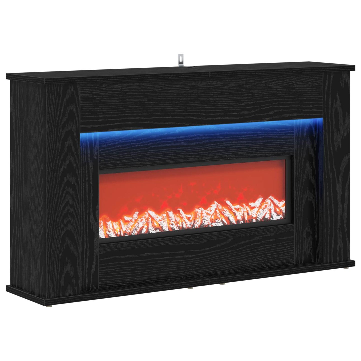 vidaXL Τζάκι με ταινία LED Μαύρη Δρυς 92 x 20 x 54 cm