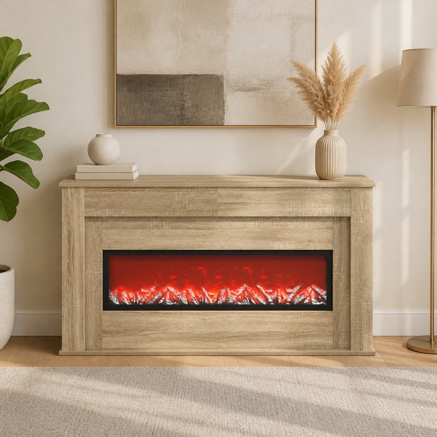 vidaXL Τζάκι με ταινία LED Sonoma 130 x 20 x 69,5 cm